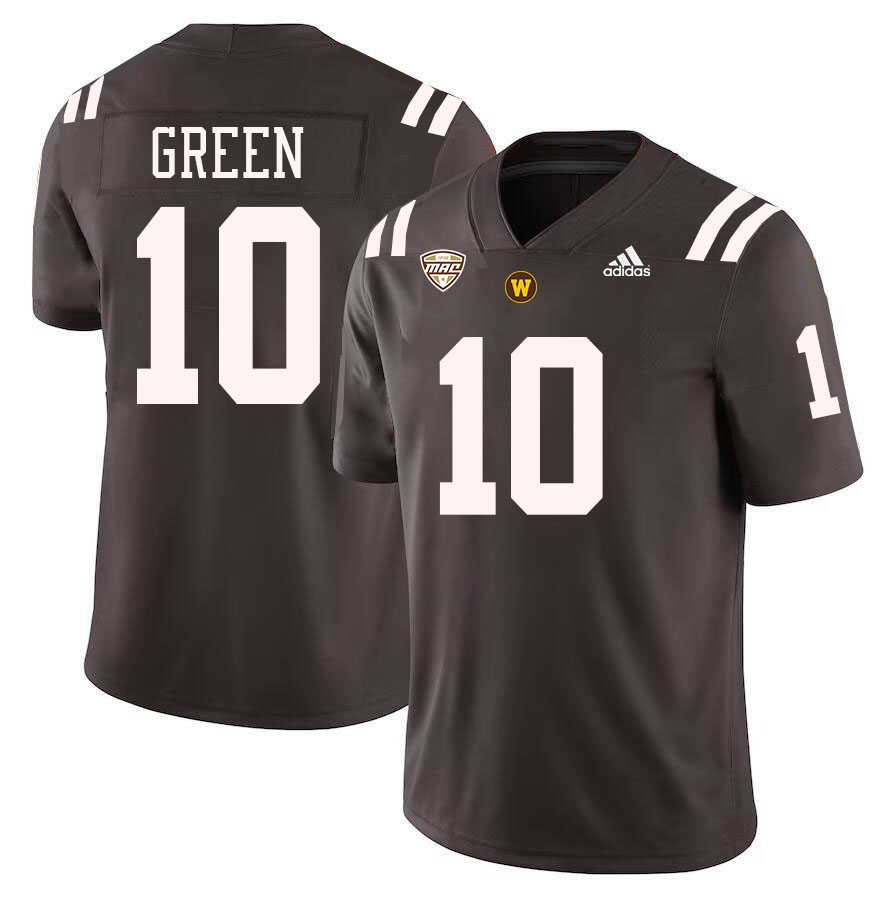 #10 Isaiah Green Western Michigan Broncos College Football Jerseys Stitched-Brown